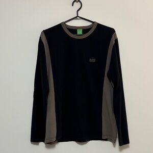 Boss Men's Long Sleeve Black and Tan Shirt